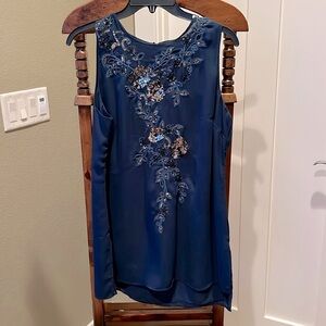 Blue sequined party top